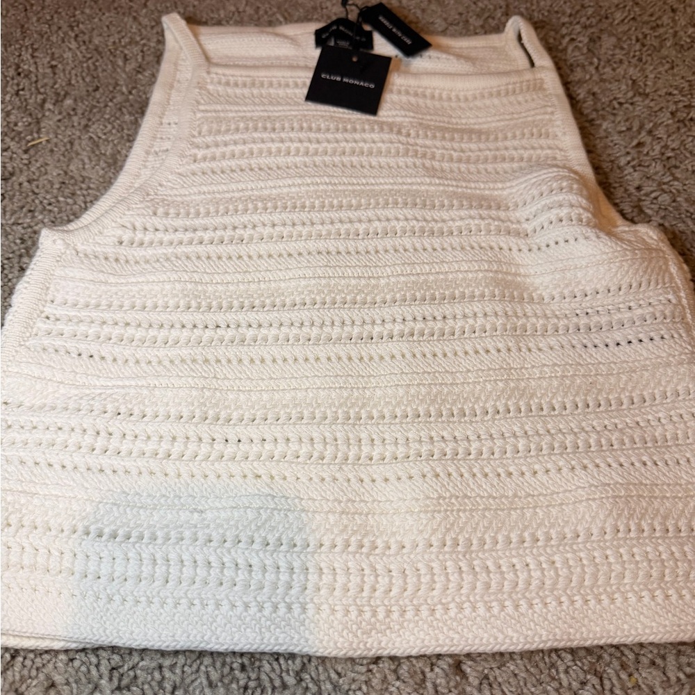 Club Monaco Cream Knit Tank Top - Picture 3 of 5
